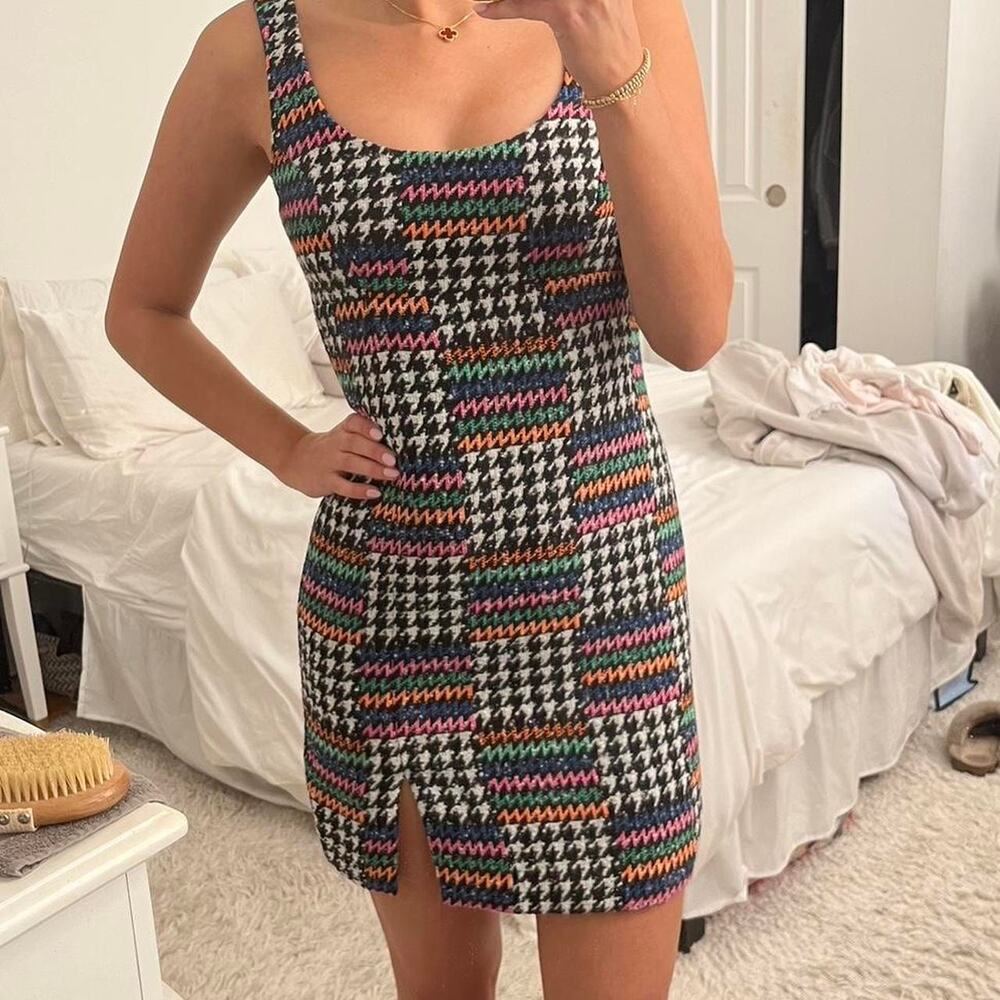 NWT Amanda Uprichard 'Rayne' Dress in Tribecca Houndstooth Print Size Small